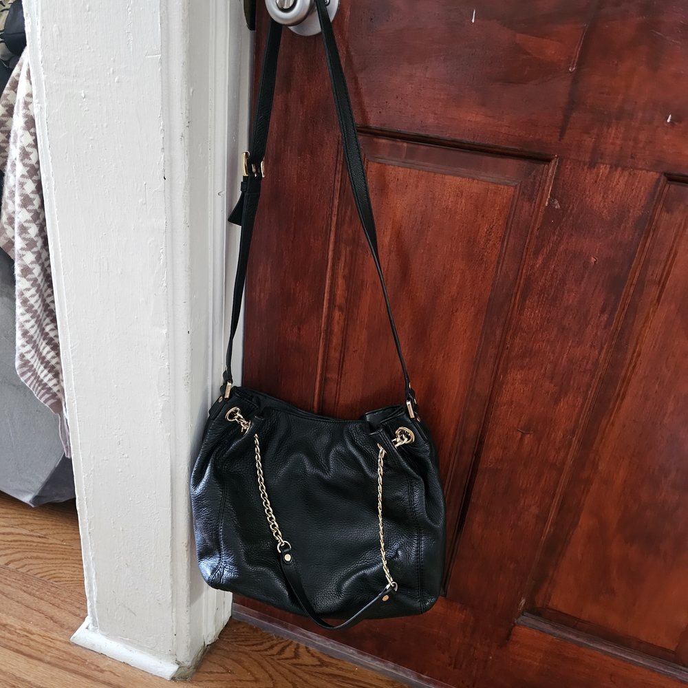 Michael Kors Black Shoulder Bag with Gold Accents